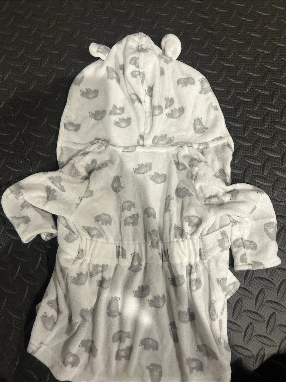 Carter's White Hooded Baby Bath Robe with Gray Animal Prints